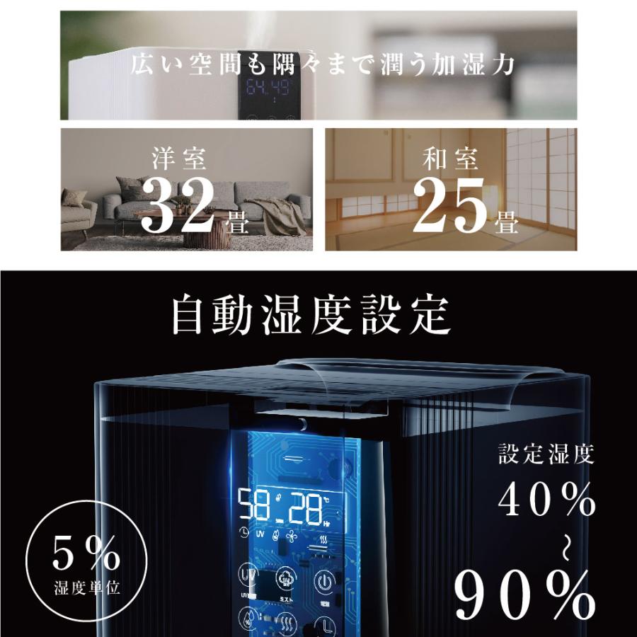 令和最新版】ハイブリッド加湿器 加湿器 四重除菌 スチーム式 5L大容量