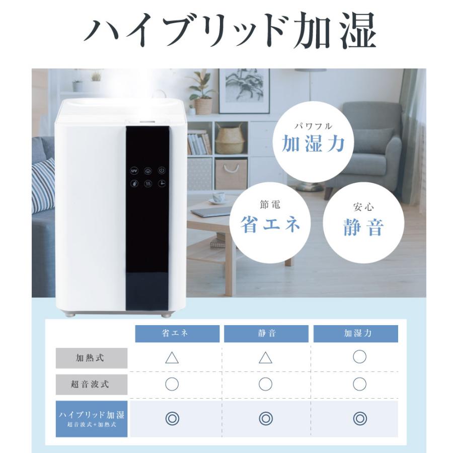 令和最新版】ハイブリッド加湿器 加湿器 四重除菌 スチーム式 5L大容量