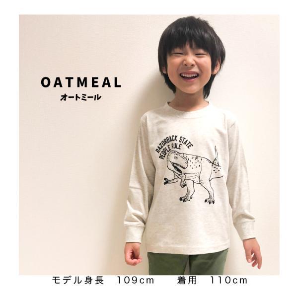 キッズ プリント ロンT 長袖 天竺 抗菌 子供服 恐竜 車 春 秋 冬
