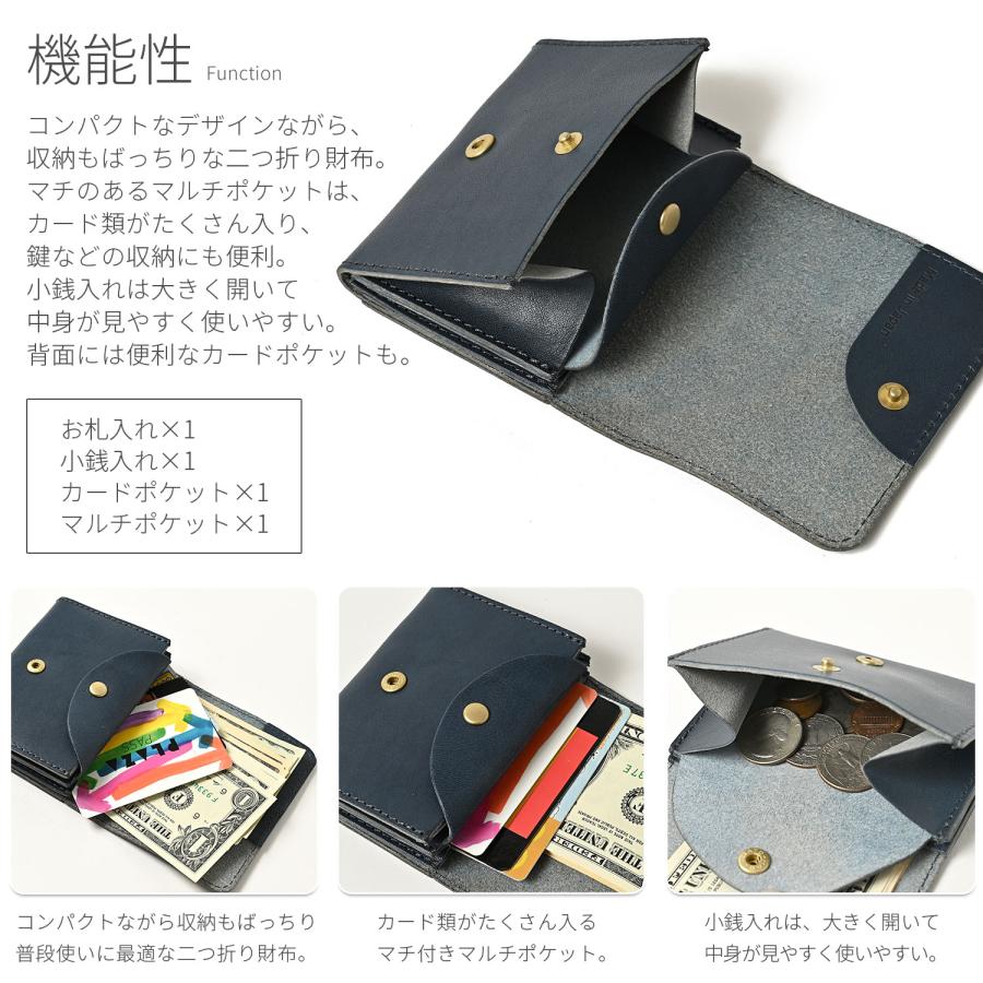 栃木レザー 二つ折り 財布 メンズ レディース ミニ財布 本革 革