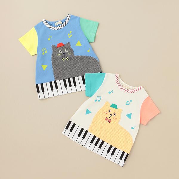 ベイビーチアー(baby cheer)ねこピアノTシャツ【O_30】【outlet 