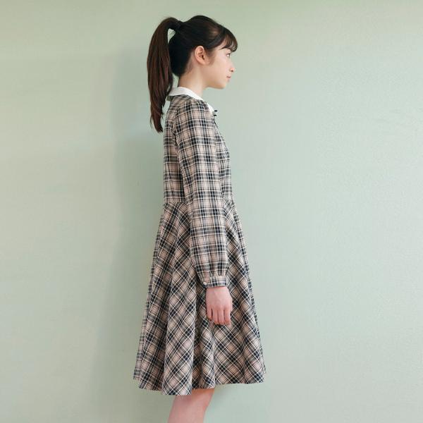 ポンポネットジュニア(pom ponette junior)衿つきチェック柄フレア 