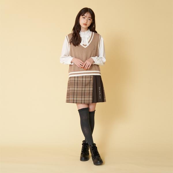 ポンポネットジュニア(pom ponette junior)リボンつきフリル編みニー  