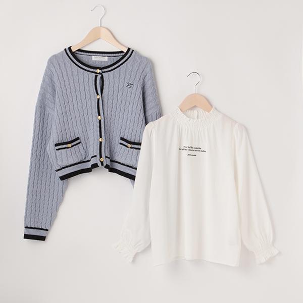 ポンポネットジュニア(pom ponette junior)トリミングカーディガン+  