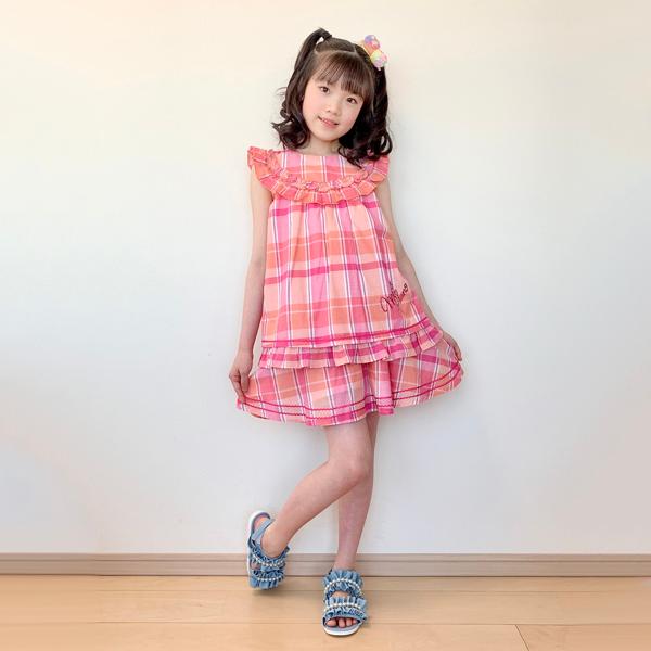 メゾピアノ(mezzo piano)マドラスチェックフリルチュニック【O_30  