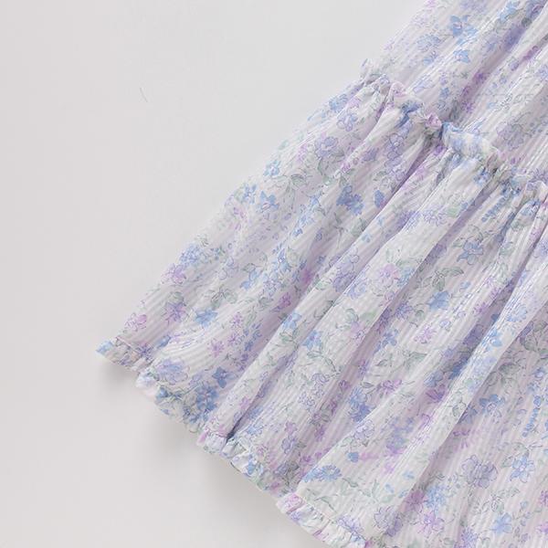 mezzo piano メゾピアノ(mezzo piano)シアーギンガム×花柄ティアード  