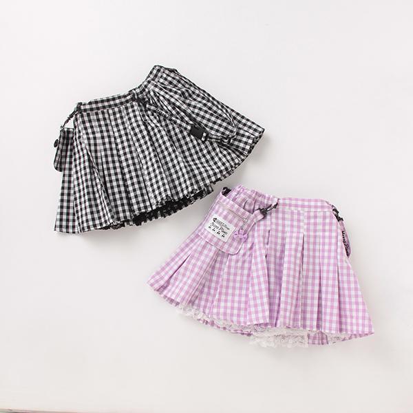 mezzo piano メゾピアノ(mezzo piano)ギンガムプリーツキュロット  