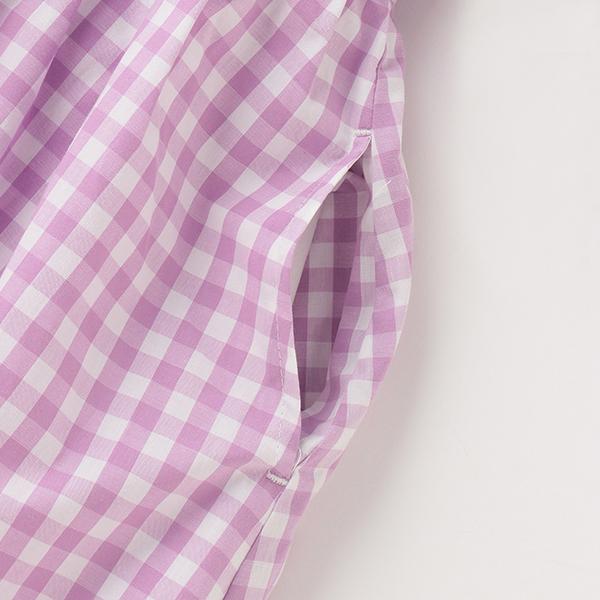 セーラーカラーギンガムチェック前開きワンピース　メゾピアノ バレエ】セーラーカラーギンガムチェック前開きワンピース