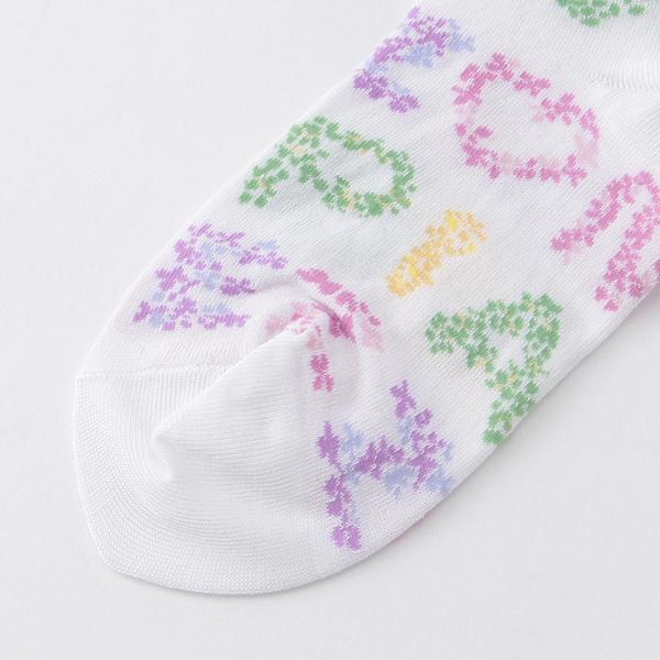 mezzo piano メゾピアノ(mezzo piano)花ロゴ柄ハイソックス