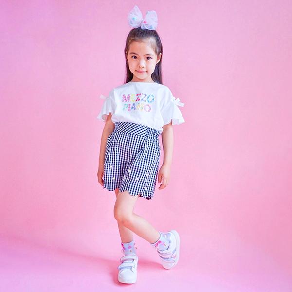 メゾピアノ(mezzo piano)アイス刺しゅう裾スカラップショートパンツ  