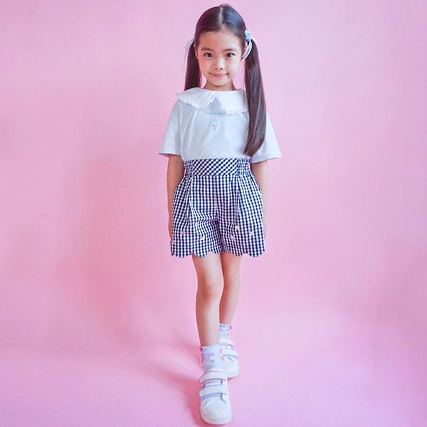 メゾピアノ(mezzo piano)アイス刺しゅう裾スカラップショートパンツ  