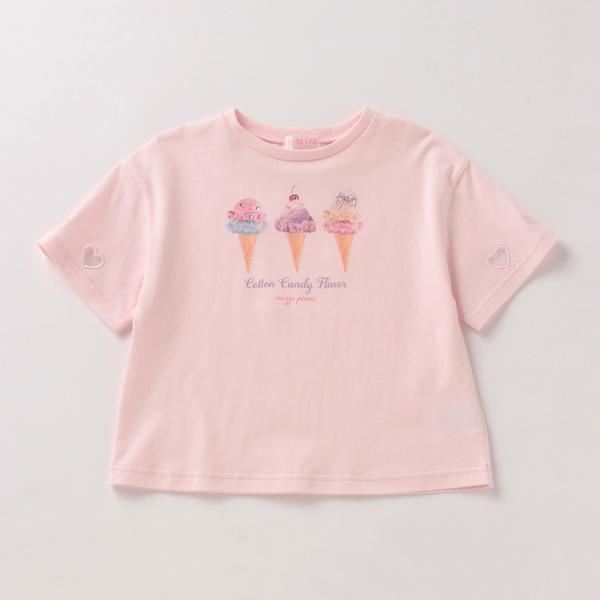 mezzo piano メゾピアノ(mezzo piano)アイス転写プリント半袖Tシャツ