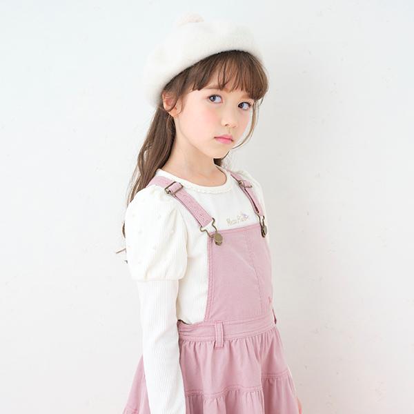 mezzo piano メゾピアノ(mezzo piano)ロゴ刺しゅうパフスリーブ長袖T