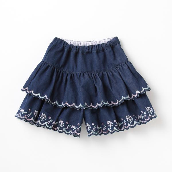 メゾピアノ(mezzo piano)ユニコーン刺しゅうフリルキュロットスカート  