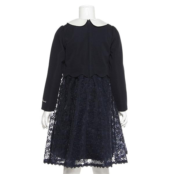 メゾピアノ(mezzo piano)衿つきスカラップレースドッキングワンピース  