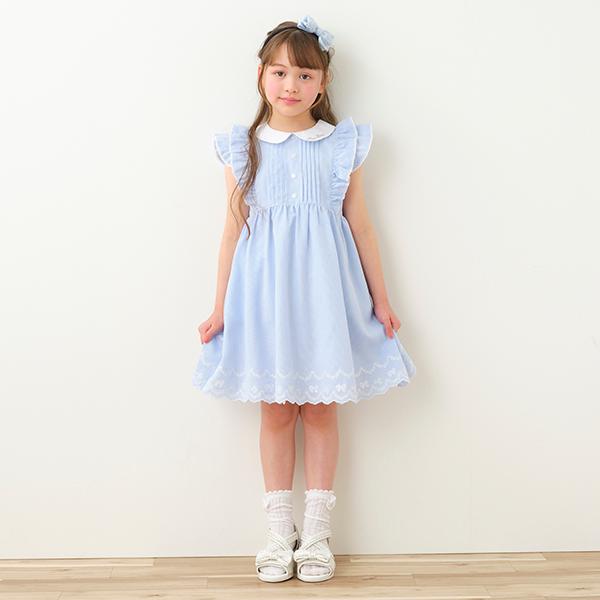 38 割引 売り切り御免 メゾピアノ Mezzo Piano 衿つき肩フリルストライプワンピース フォーマル ドレス スーツ 子ども服 シューズ ベビー キッズ マタニティ Ma Mahida Sch Id