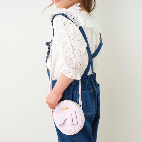 mezzo piano メゾピアノ(mezzo piano)ギンガムリボンポシェット【O_30