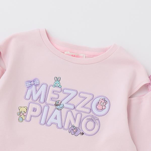 mezzo piano メゾピアノ(mezzo piano)ぬいぐるみロゴ 長袖Tシャツ
