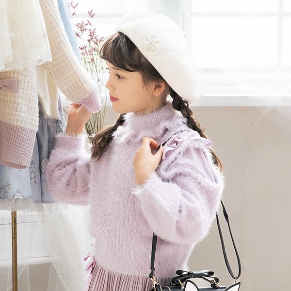 mezzo piano メゾピアノ(mezzo piano)シャギーニット 肩開き風プル