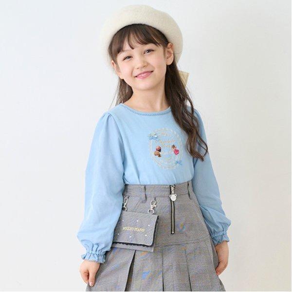 mezzo piano メゾピアノ(mezzo piano)シアー袖 フレーム長袖Tシャツ