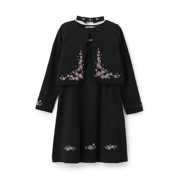 mezzo piano ワンピース&ボレロ mezzo piano メゾピアノ(mezzo piano)35thビーズ刺しゅうニット