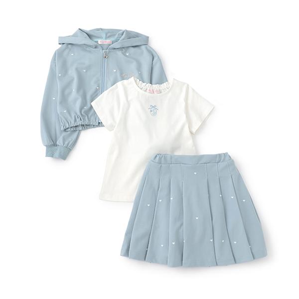 r*い様 新品タグ付きメゾピアノ短丈ZIPパーカ＆半袖Tシャツ　3点セットアップ mezzo piano メゾピアノ(mezzo piano)短丈ZIPパーカ ＆半袖Tシャツ