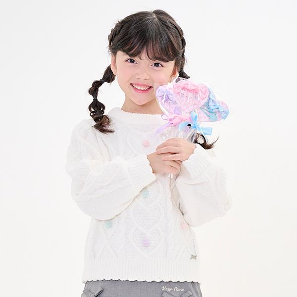 mezzo piano メゾピアノ(mezzo piano)カラフルポンポン モールニット