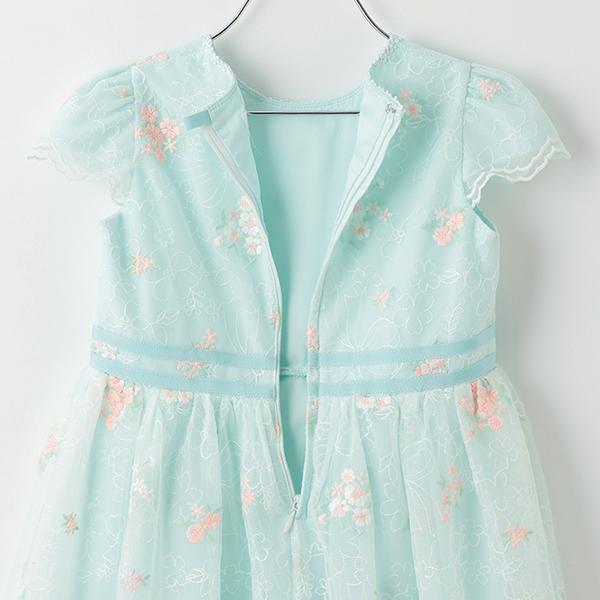 mezzo piano メゾピアノ(mezzo piano)花刺繍チュールレース ワンピース