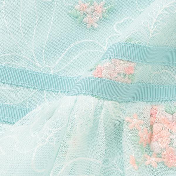 mezzo piano メゾピアノ(mezzo piano)花刺繍チュールレース ワンピース