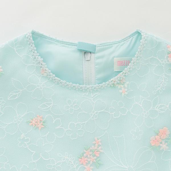 mezzo piano メゾピアノ(mezzo piano)花刺繍チュールレース ワンピース