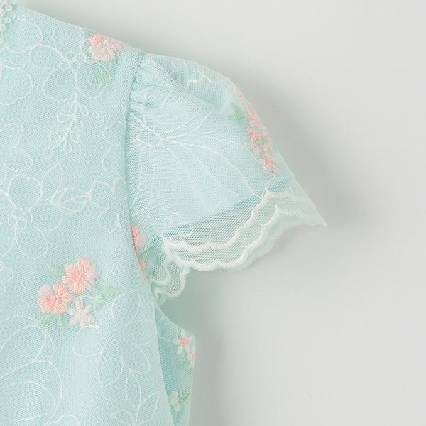 mezzo piano メゾピアノ(mezzo piano)花刺繍チュールレース ワンピース