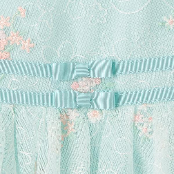 mezzo piano メゾピアノ(mezzo piano)花刺繍チュールレース ワンピース