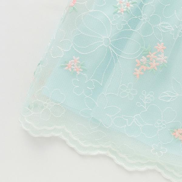 mezzo piano メゾピアノ(mezzo piano)花刺繍チュールレース ワンピース