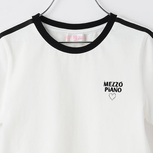 mezzo piano メゾピアノ(mezzo piano)袖ラインリボン 半袖Tシャツ【60