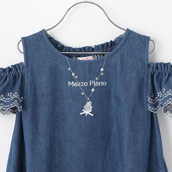 mezzo piano メゾピアノ(mezzo piano)ネックレス刺しゅう 2wayデニム