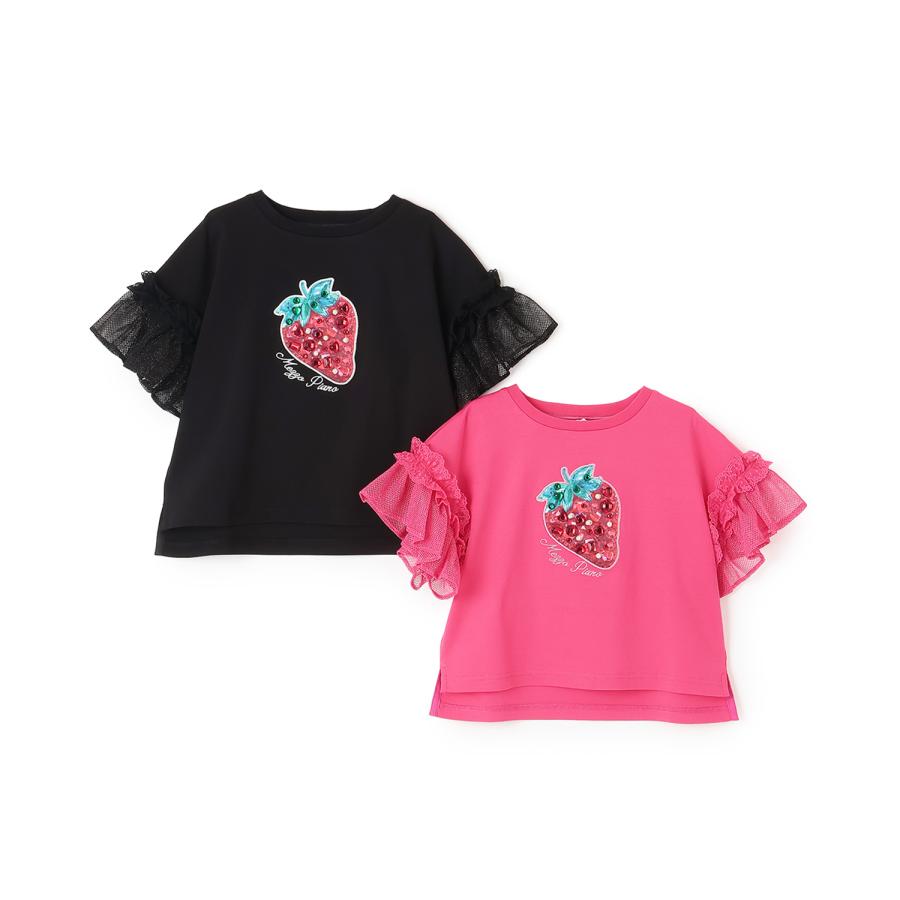 mezzo piano Bigイチゴ袖フリル 半袖Tシャツ【50％OFF】【SALE】【O_50
