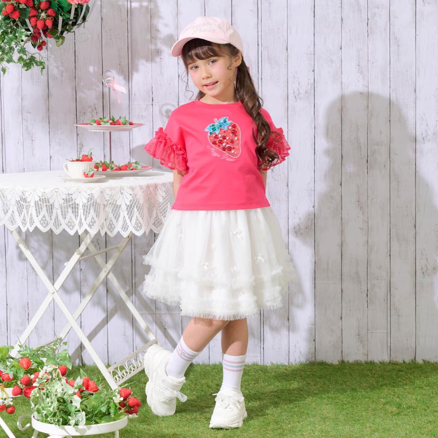 mezzo piano Bigイチゴ袖フリル 半袖Tシャツ【50％OFF】【SALE】【O_50