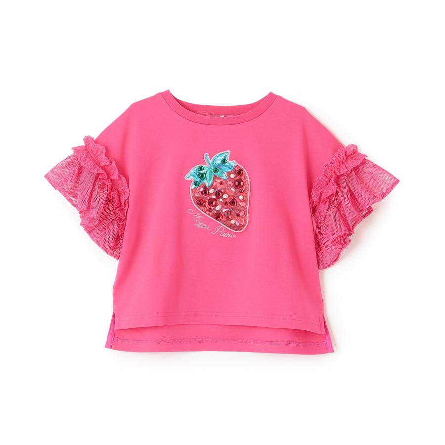 mezzo piano Bigイチゴ袖フリル 半袖Tシャツ【50％OFF】【SALE】【O_50