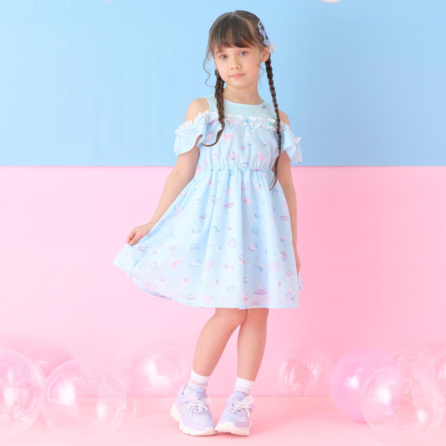 s*k様 メゾピアノ新品新作タグ付きプラネット柄　ドッキングワンピース120 mezzo piano メゾピアノ(mezzo piano)プラネット柄 ドッキング