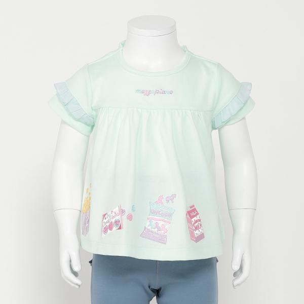 メゾピアノ　ワッペン　半袖　Tシャツ　140サイズ 脇ラインゼブラワッペン半袖Tシャツ(90cm 白): キッズ