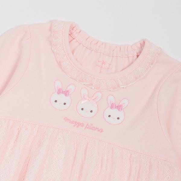 新品未使用　メゾピアノ　立体うさぎ　長袖　チュニック　トップス　80 チェック mezzo piano - キッズ 女の子 メゾピアノ 立体うさぎ 長袖 トップス