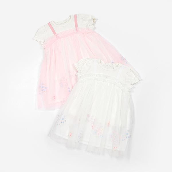 mezzo piano メゾピアノ(mezzo piano)フラワー刺しゅうチュール