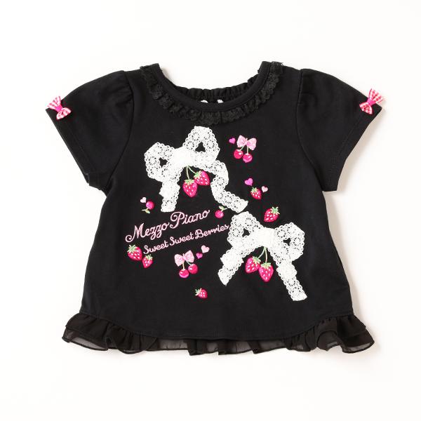 メゾピアノ　mezzo piano いちごTシャツ、スカートセット♡ mezzo piano メゾピアノ(mezzo piano)☆いちごTシャツ【O_50】【outlet