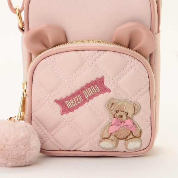 新品メゾピアノ(mezzo piano)クマワッペン　ナイロンショルダーバッグ mezzo piano メゾピアノ(mezzo piano)☆クマワッペン ナイロン