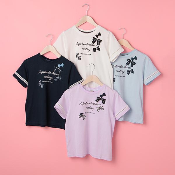 メゾピアノジュニア(mezzo piano junior)リボンモチーフTシャツ【O_50