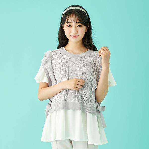 メゾピアノジュニア(mezzo piano junior)ニットベスト＆半袖Tシャツ 