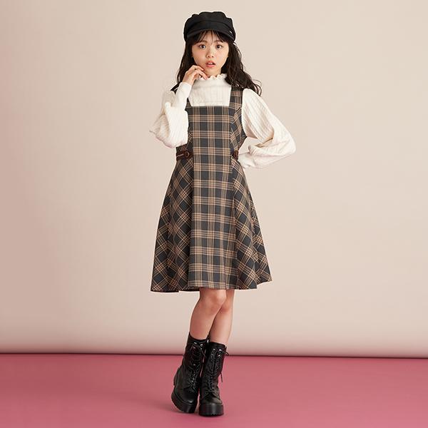 メゾピアノ　ジャンパスカート　キュロット 楽天市場】メゾピアノ(mezzo piano)千鳥柄カットジャガード