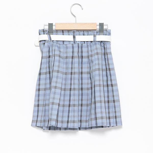 FENDI KIDS 130 FFロゴ プリーツスカート ベルト付 ブルー Fendi Kids