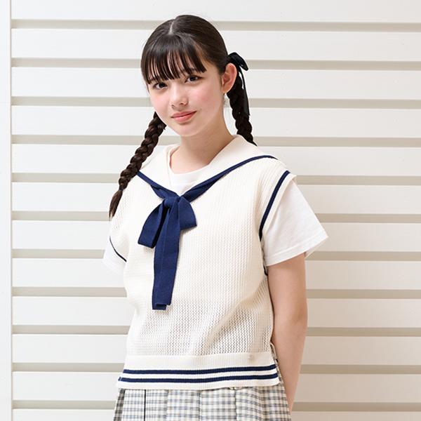 メゾピアノジュニア　メッシュセーラーベスト＆Tシャツセット　140 mezzo piano Junior（メゾピアノ ジュニア） メッシュセーラーベスト