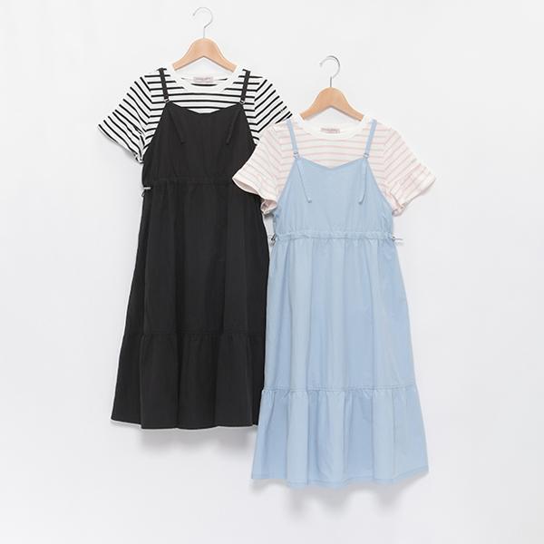 mezzo piano Junior キャミワンピース＆ボーダーTシャツセット